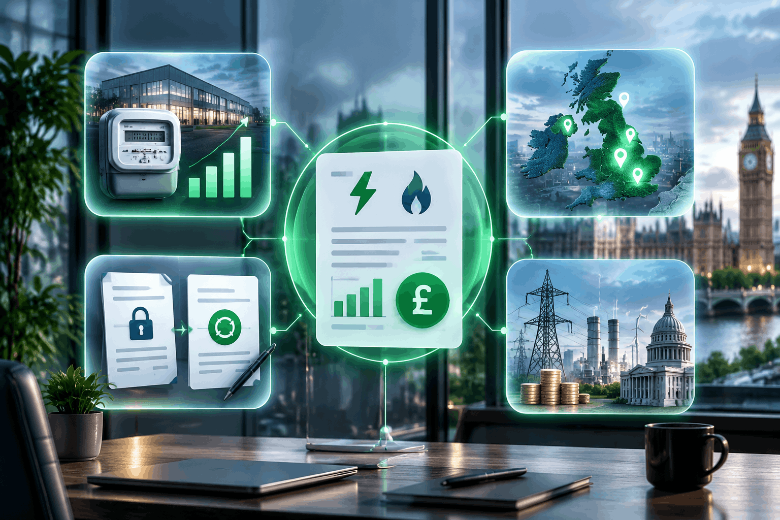 What affects business energy prices in the UK?